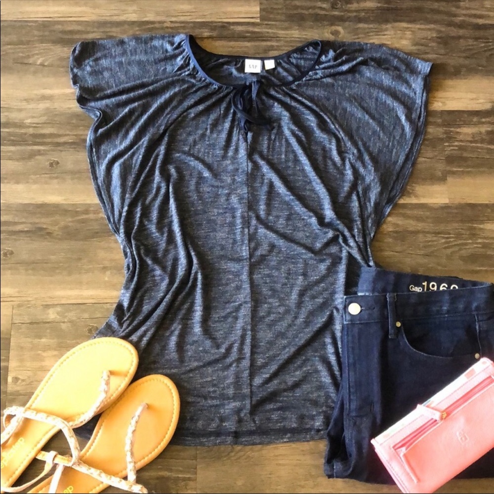 Gap Navy Flutter Sleeves Blouse size Small